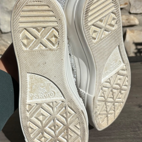 White bedazzled pearl platform converse - Picture 7 of 7